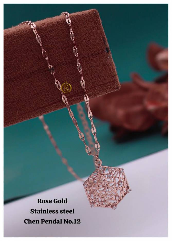 Daily Wear Rose Gold Stainless Steel Chain Pendal Wholesales Price In Surat
